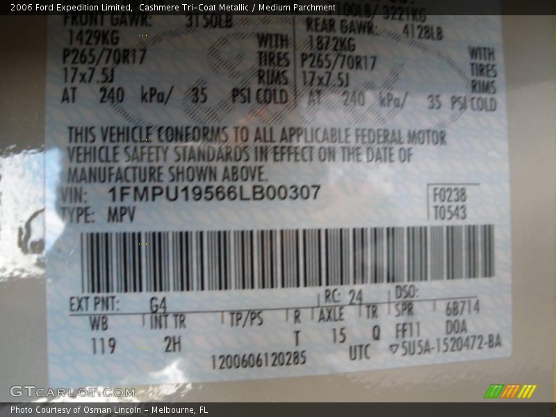 Cashmere Tri-Coat Metallic / Medium Parchment 2006 Ford Expedition Limited