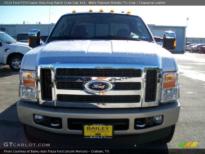 White Platinum Metallic Tri-Coat / Chaparral Leather 2010 Ford F350 Super Duty King Ranch Crew Cab 4x4