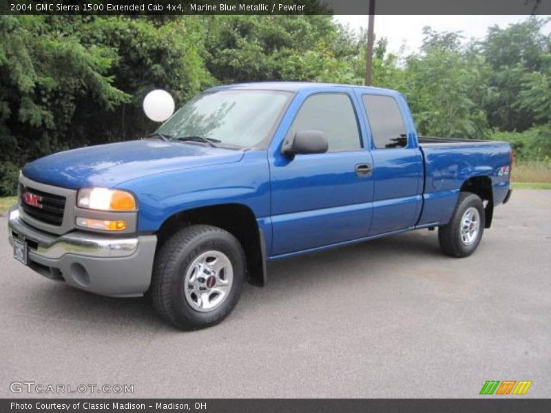 Marine Blue Metallic / Pewter 2004 GMC Sierra 1500 Extended Cab 4x4