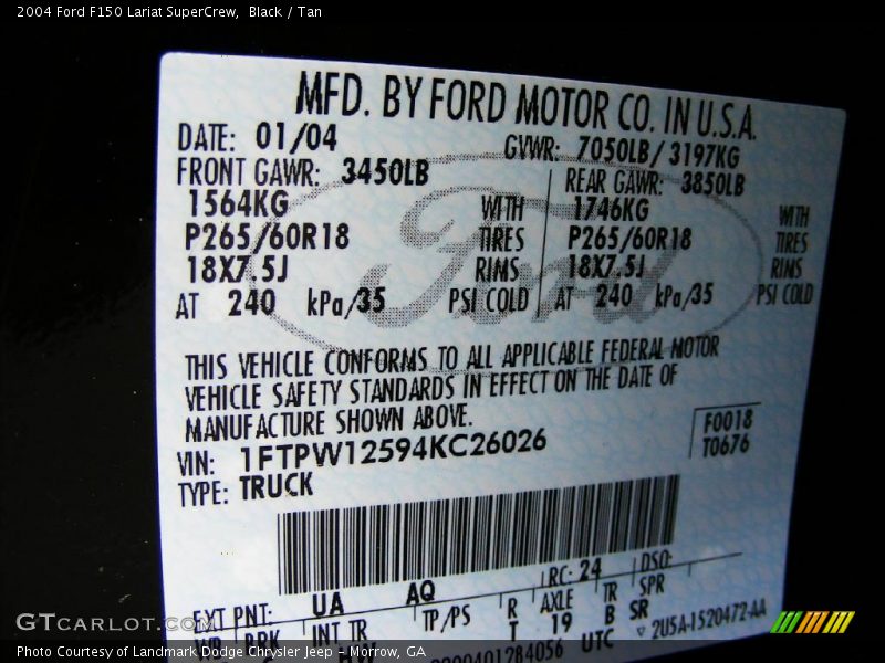 Black / Tan 2004 Ford F150 Lariat SuperCrew