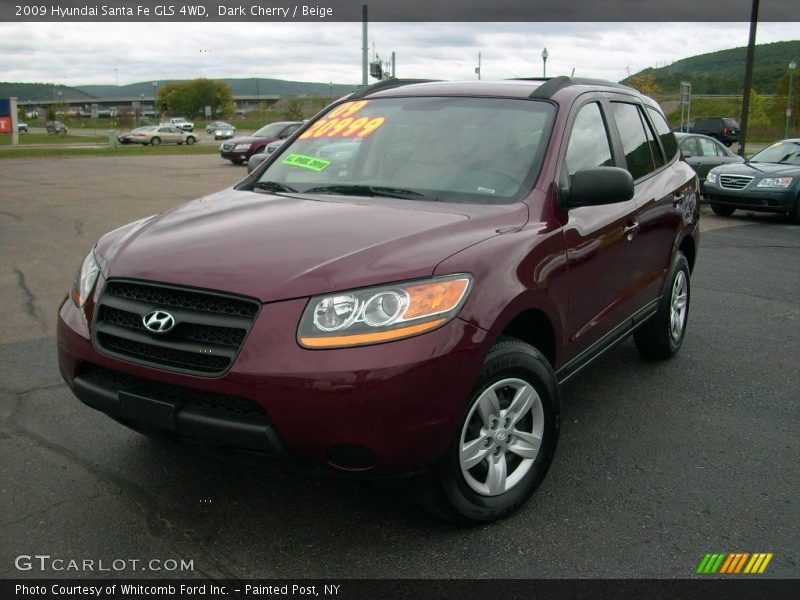 Dark Cherry / Beige 2009 Hyundai Santa Fe GLS 4WD