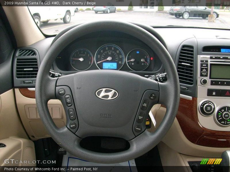 Dark Cherry / Beige 2009 Hyundai Santa Fe GLS 4WD