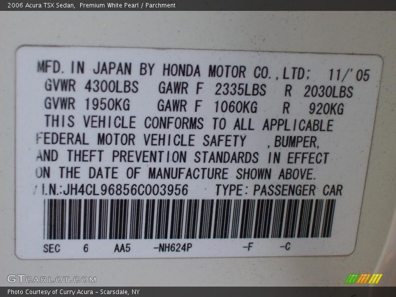Premium White Pearl / Parchment 2006 Acura TSX Sedan