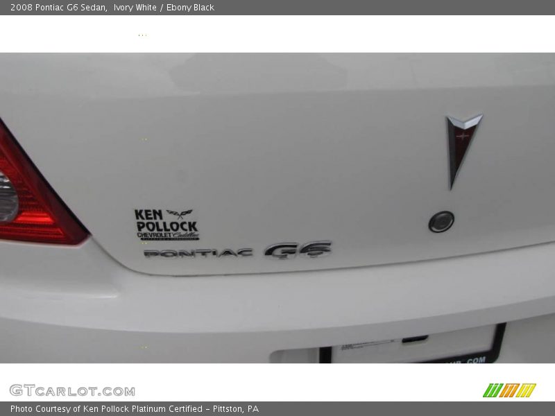 Ivory White / Ebony Black 2008 Pontiac G6 Sedan