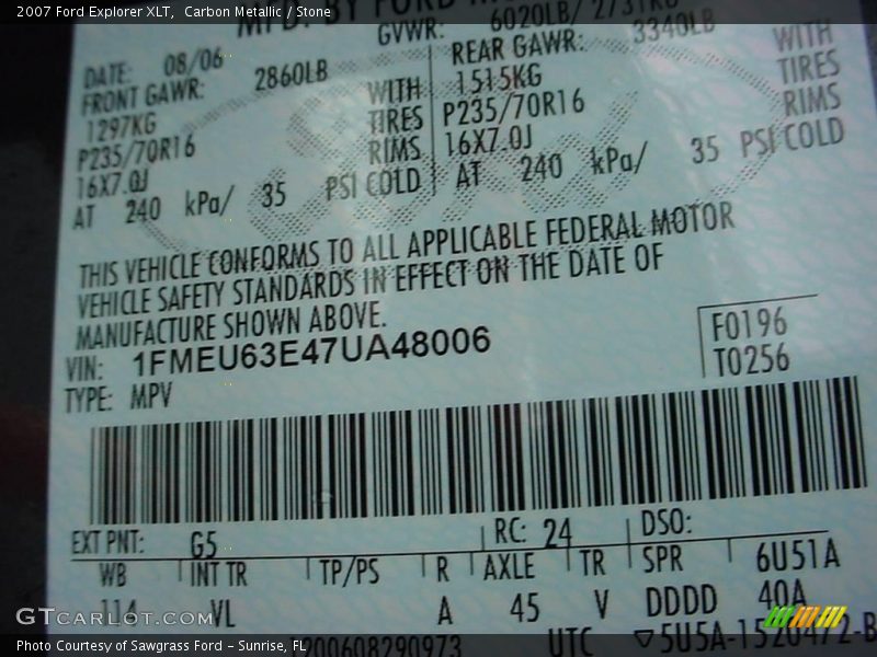 Carbon Metallic / Stone 2007 Ford Explorer XLT