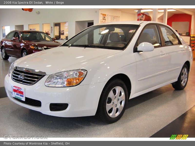 White / Beige 2008 Kia Spectra EX Sedan