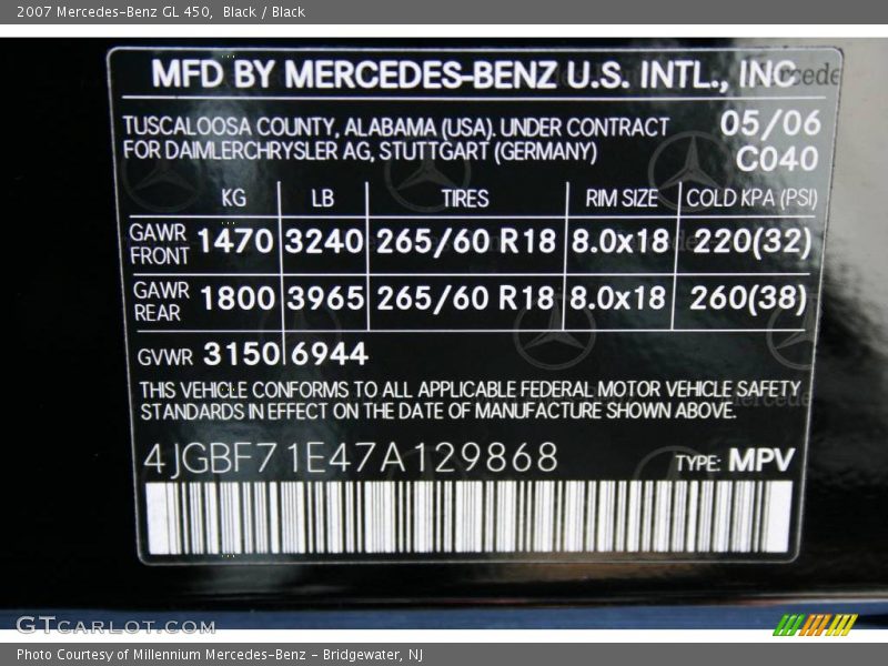 Black / Black 2007 Mercedes-Benz GL 450