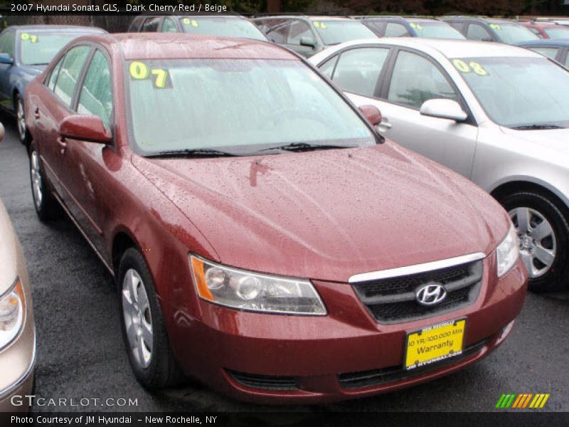 Dark Cherry Red / Beige 2007 Hyundai Sonata GLS