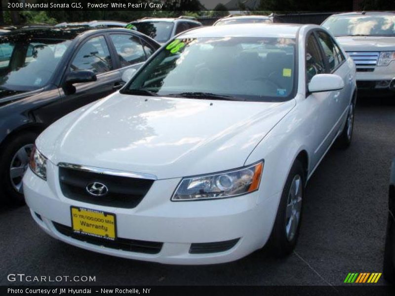 Powder White Pearl / Gray 2008 Hyundai Sonata GLS