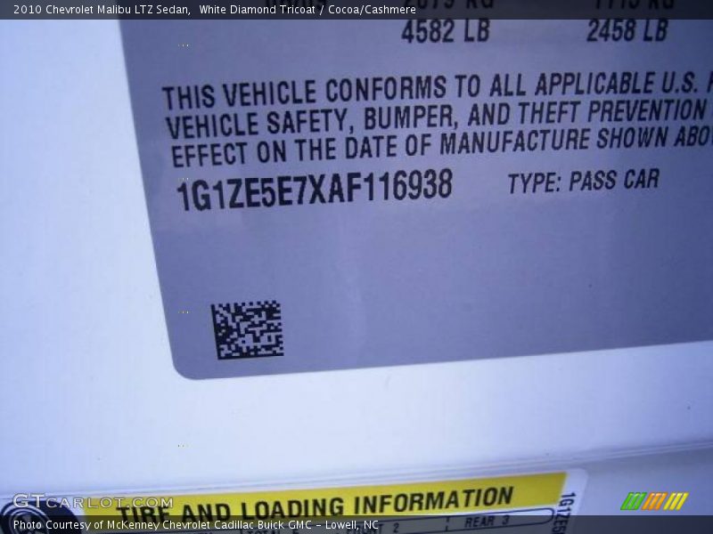 White Diamond Tricoat / Cocoa/Cashmere 2010 Chevrolet Malibu LTZ Sedan