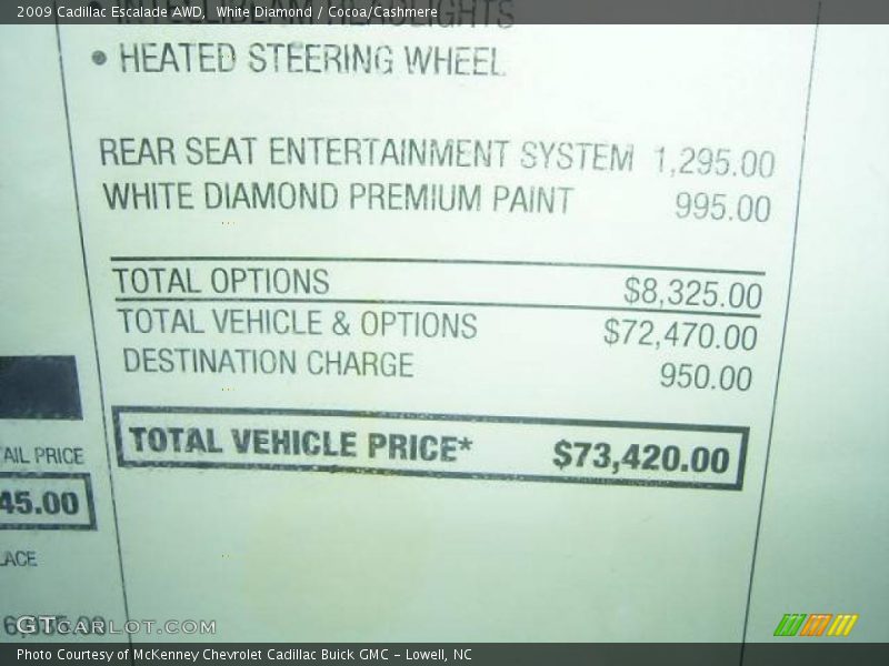 White Diamond / Cocoa/Cashmere 2009 Cadillac Escalade AWD