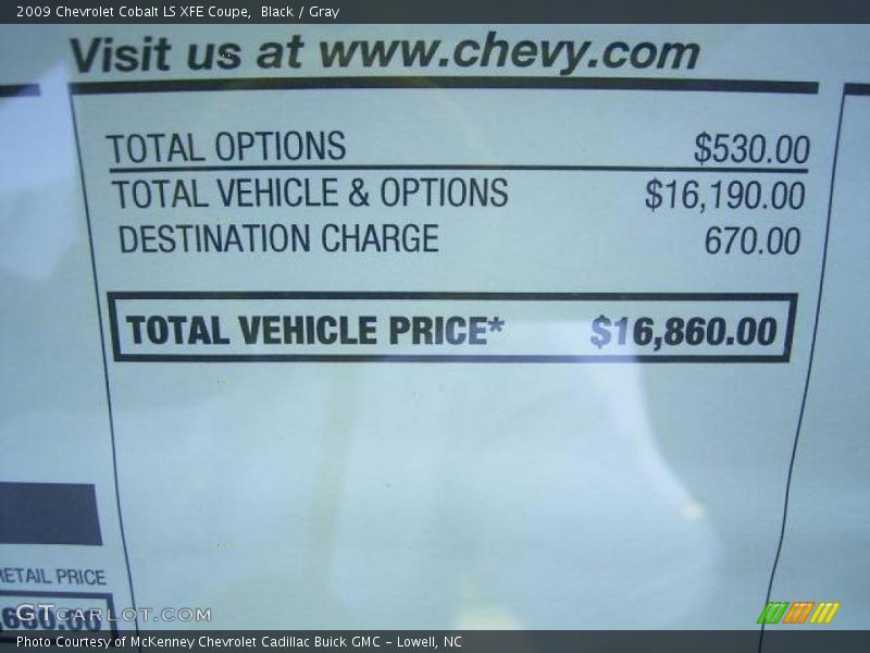 Black / Gray 2009 Chevrolet Cobalt LS XFE Coupe