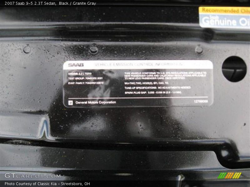 Black / Granite Gray 2007 Saab 9-5 2.3T Sedan