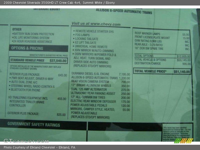 Summit White / Ebony 2009 Chevrolet Silverado 3500HD LT Crew Cab 4x4