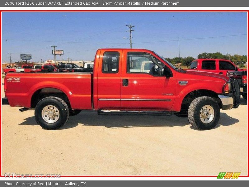 Bright Amber Metallic / Medium Parchment 2000 Ford F250 Super Duty XLT Extended Cab 4x4