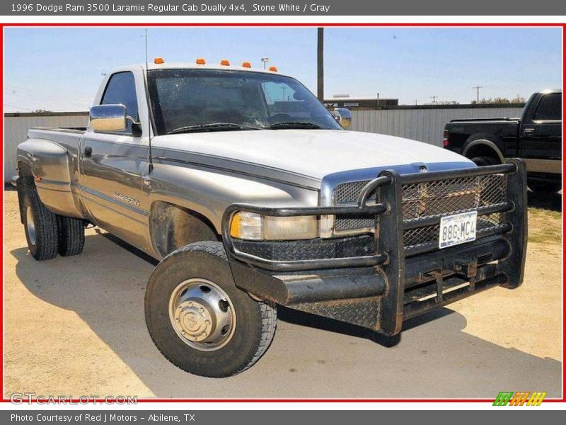 Stone White / Gray 1996 Dodge Ram 3500 Laramie Regular Cab Dually 4x4