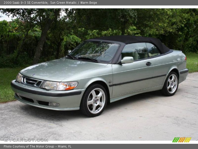 Sun Green Metallic / Warm Beige 2000 Saab 9-3 SE Convertible