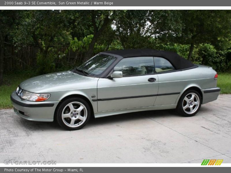 Sun Green Metallic / Warm Beige 2000 Saab 9-3 SE Convertible