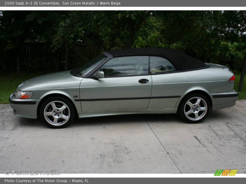 Sun Green Metallic / Warm Beige 2000 Saab 9-3 SE Convertible