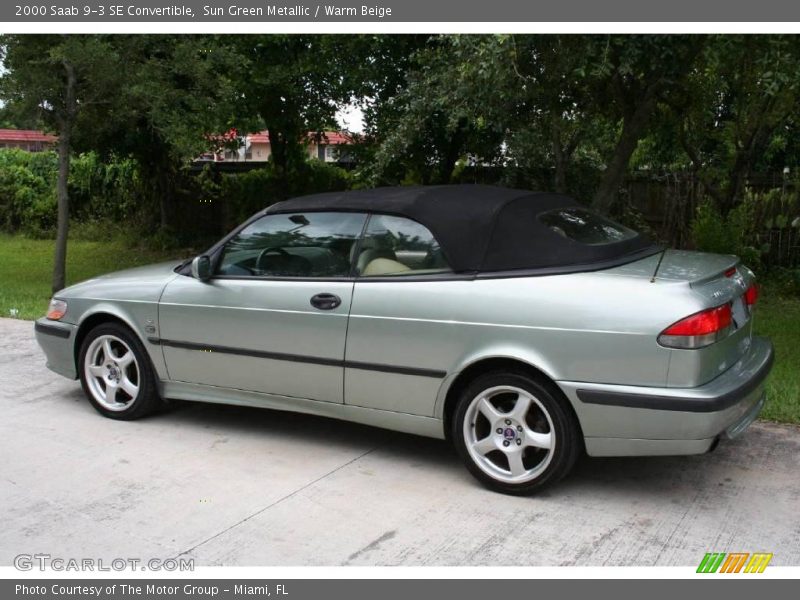 Sun Green Metallic / Warm Beige 2000 Saab 9-3 SE Convertible