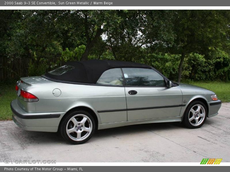 Sun Green Metallic / Warm Beige 2000 Saab 9-3 SE Convertible