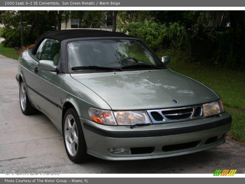 Sun Green Metallic / Warm Beige 2000 Saab 9-3 SE Convertible