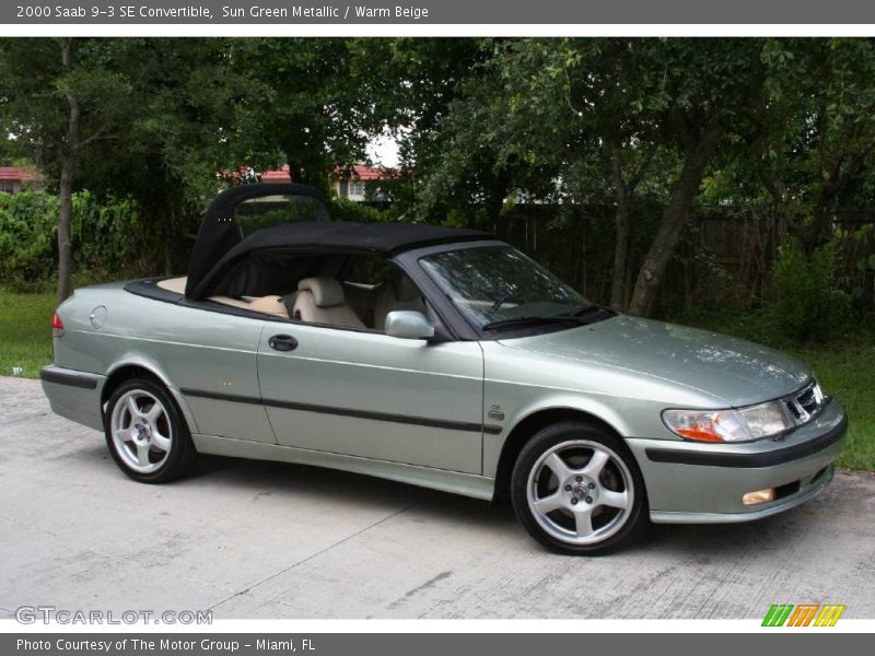 Sun Green Metallic / Warm Beige 2000 Saab 9-3 SE Convertible