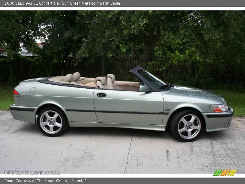 Sun Green Metallic / Warm Beige 2000 Saab 9-3 SE Convertible