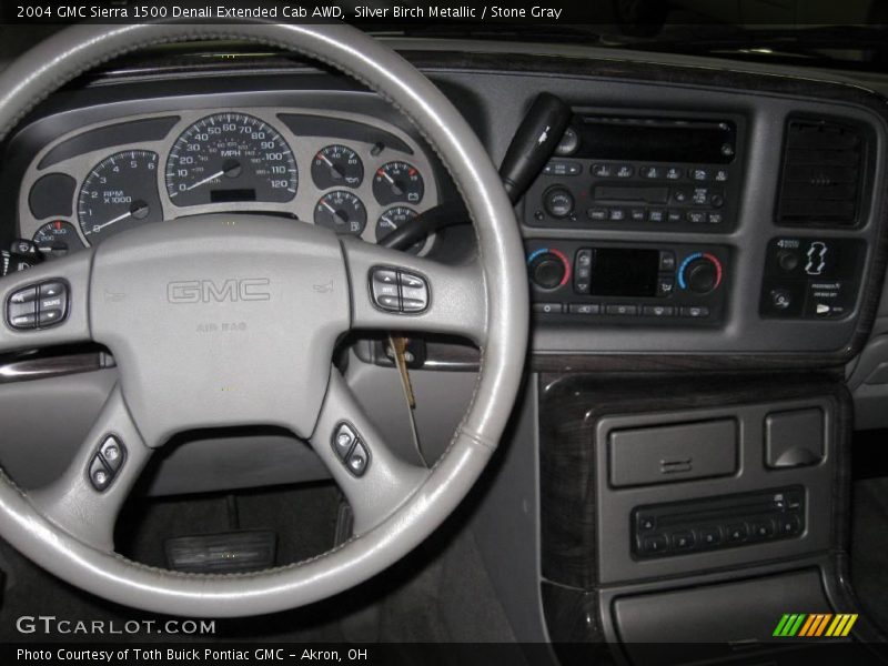 Silver Birch Metallic / Stone Gray 2004 GMC Sierra 1500 Denali Extended Cab AWD
