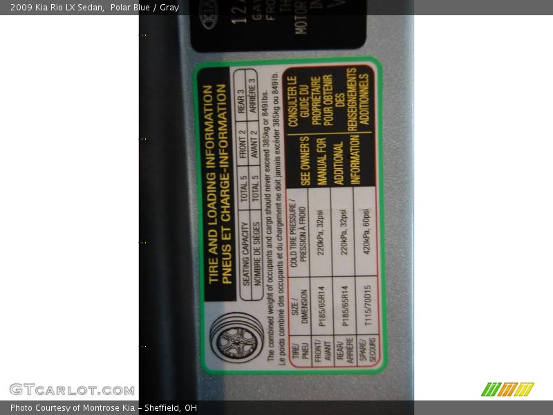 Polar Blue / Gray 2009 Kia Rio LX Sedan