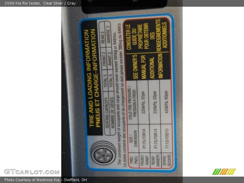 Clear Silver / Gray 2009 Kia Rio Sedan