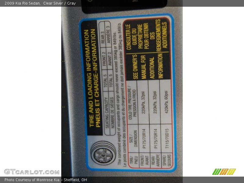 Clear Silver / Gray 2009 Kia Rio Sedan