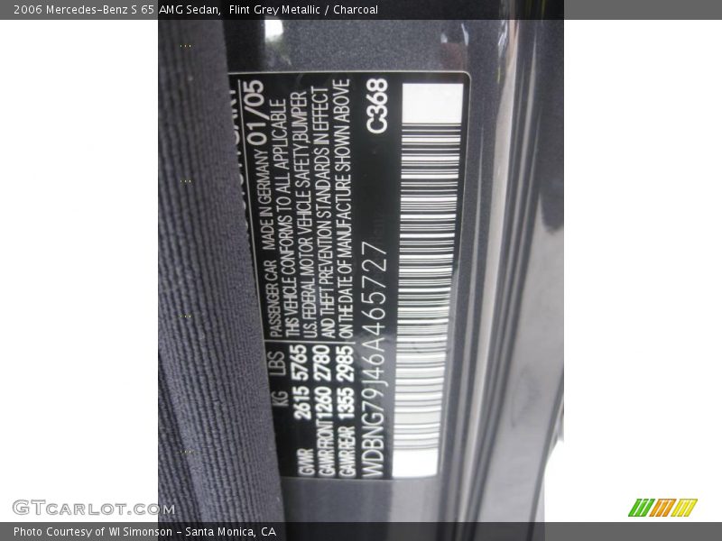 Flint Grey Metallic / Charcoal 2006 Mercedes-Benz S 65 AMG Sedan