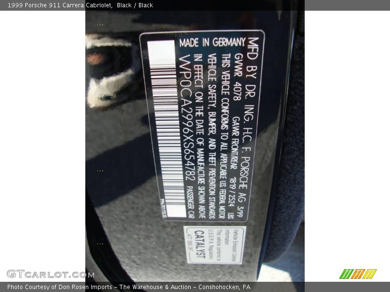 Black / Black 1999 Porsche 911 Carrera Cabriolet