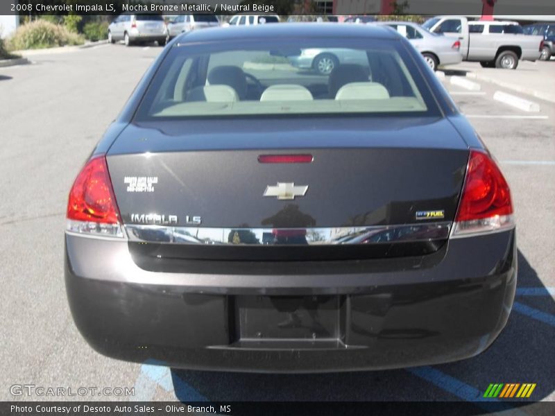 Mocha Bronze Metallic / Neutral Beige 2008 Chevrolet Impala LS
