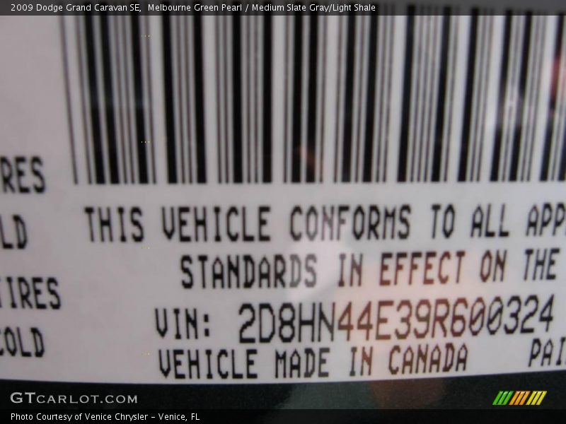 Melbourne Green Pearl / Medium Slate Gray/Light Shale 2009 Dodge Grand Caravan SE