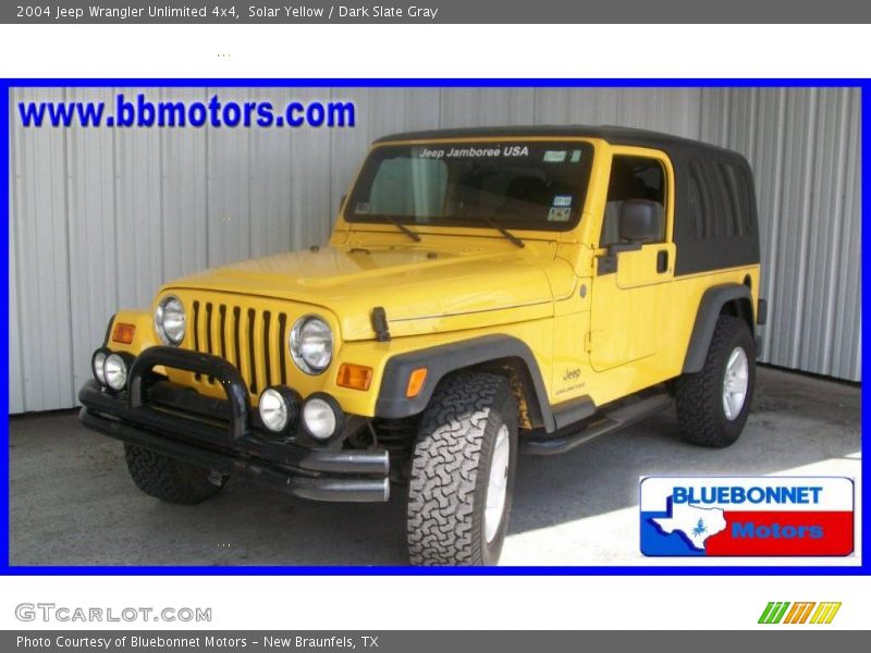 Solar Yellow / Dark Slate Gray 2004 Jeep Wrangler Unlimited 4x4