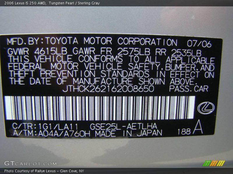 Tungsten Pearl / Sterling Gray 2006 Lexus IS 250 AWD