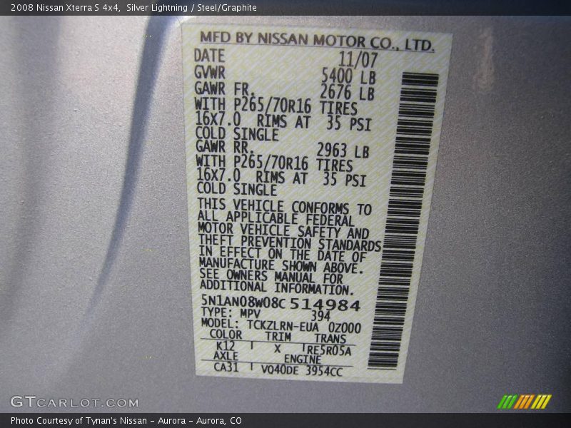 Silver Lightning / Steel/Graphite 2008 Nissan Xterra S 4x4