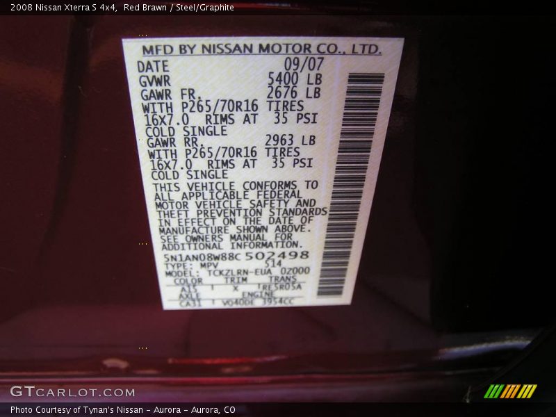 Red Brawn / Steel/Graphite 2008 Nissan Xterra S 4x4