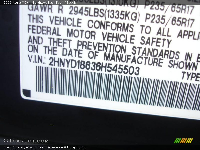 Nighthawk Black Pearl / Saddle 2006 Acura MDX