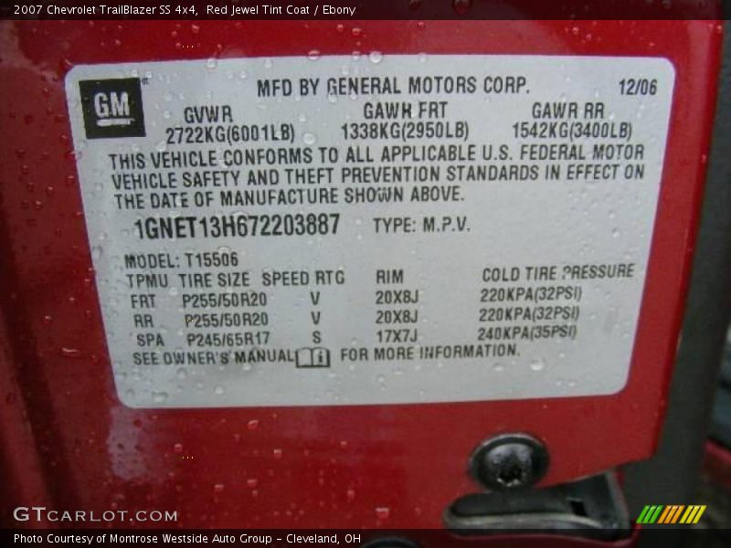Red Jewel Tint Coat / Ebony 2007 Chevrolet TrailBlazer SS 4x4