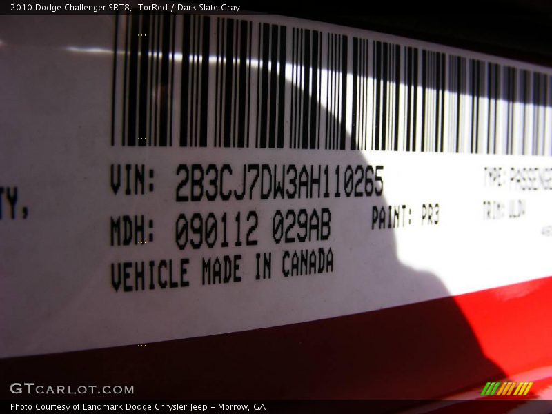 TorRed / Dark Slate Gray 2010 Dodge Challenger SRT8