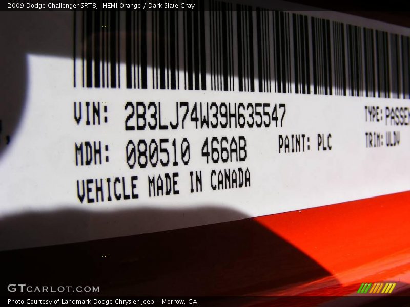 HEMI Orange / Dark Slate Gray 2009 Dodge Challenger SRT8
