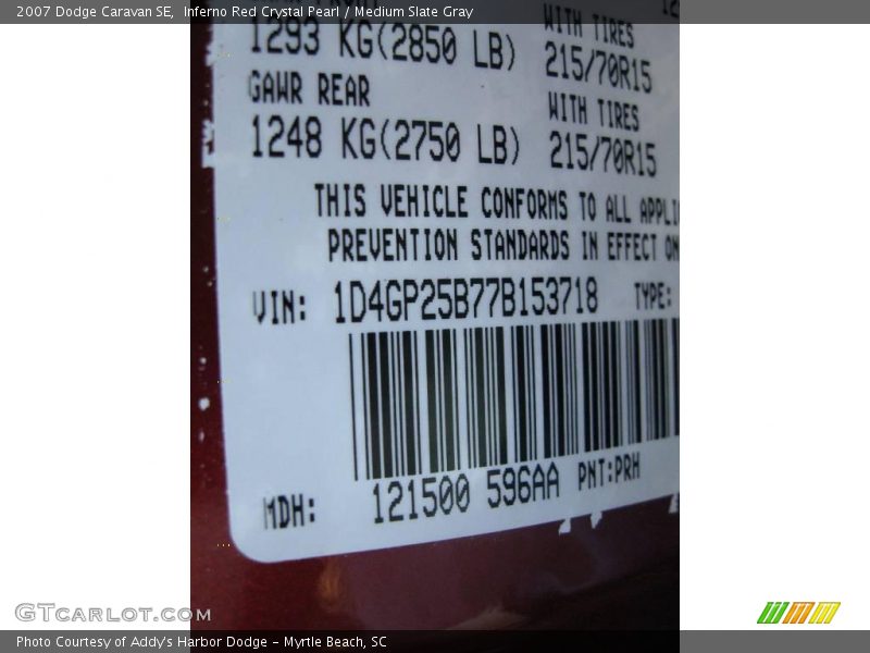 Inferno Red Crystal Pearl / Medium Slate Gray 2007 Dodge Caravan SE