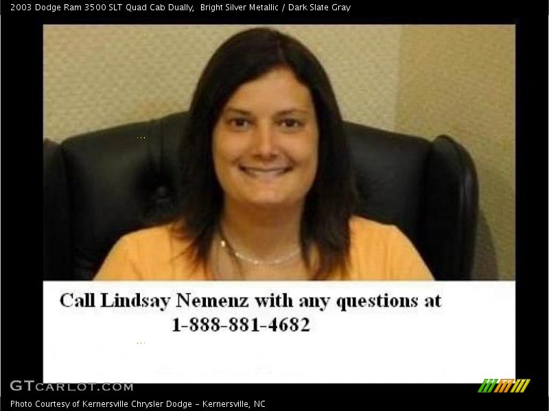 Bright Silver Metallic / Dark Slate Gray 2003 Dodge Ram 3500 SLT Quad Cab Dually