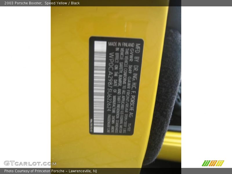 Speed Yellow / Black 2003 Porsche Boxster