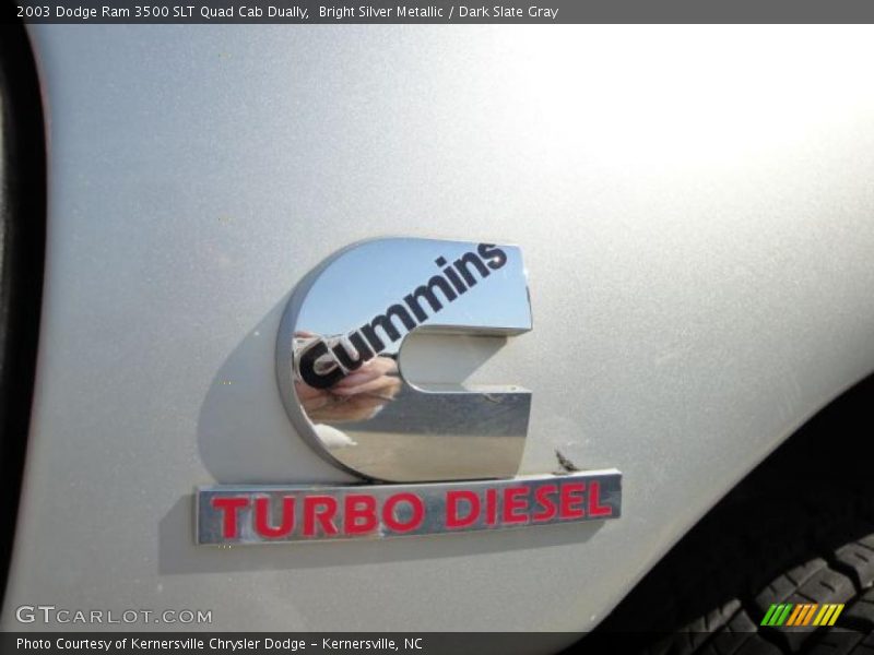 Bright Silver Metallic / Dark Slate Gray 2003 Dodge Ram 3500 SLT Quad Cab Dually