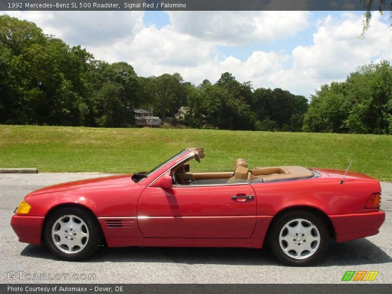 Signal Red / Palomino 1992 Mercedes-Benz SL 500 Roadster