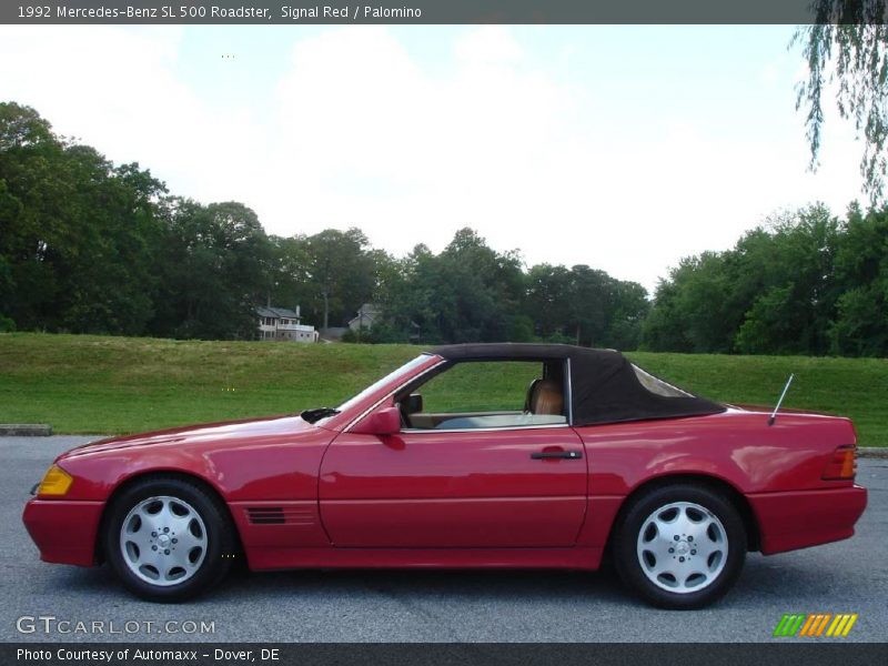 Signal Red / Palomino 1992 Mercedes-Benz SL 500 Roadster